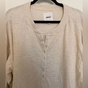 AERIE HENLEY, CREAM, SZ XL
